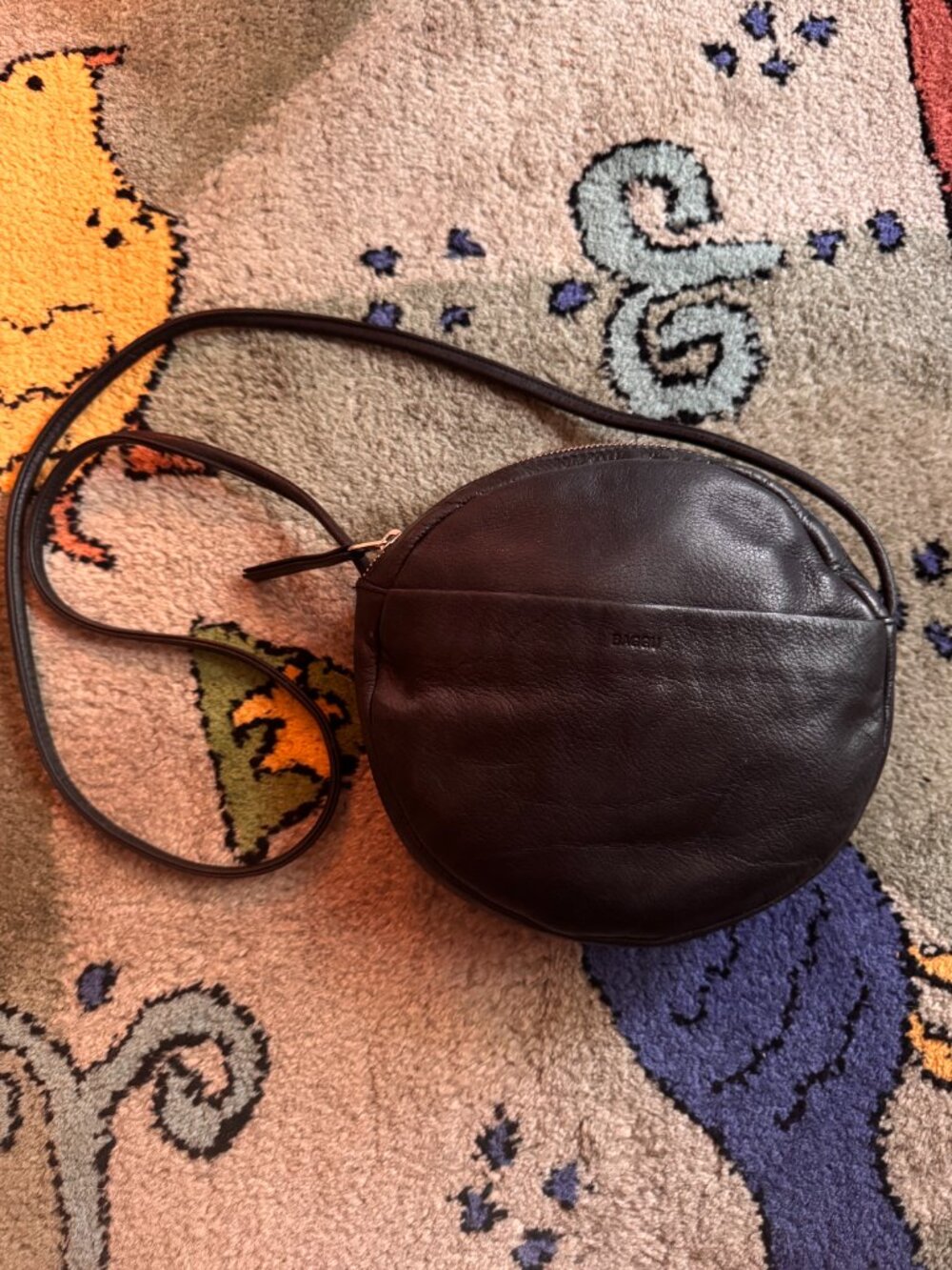 Recycled Leather Crescent Bag by Baggu